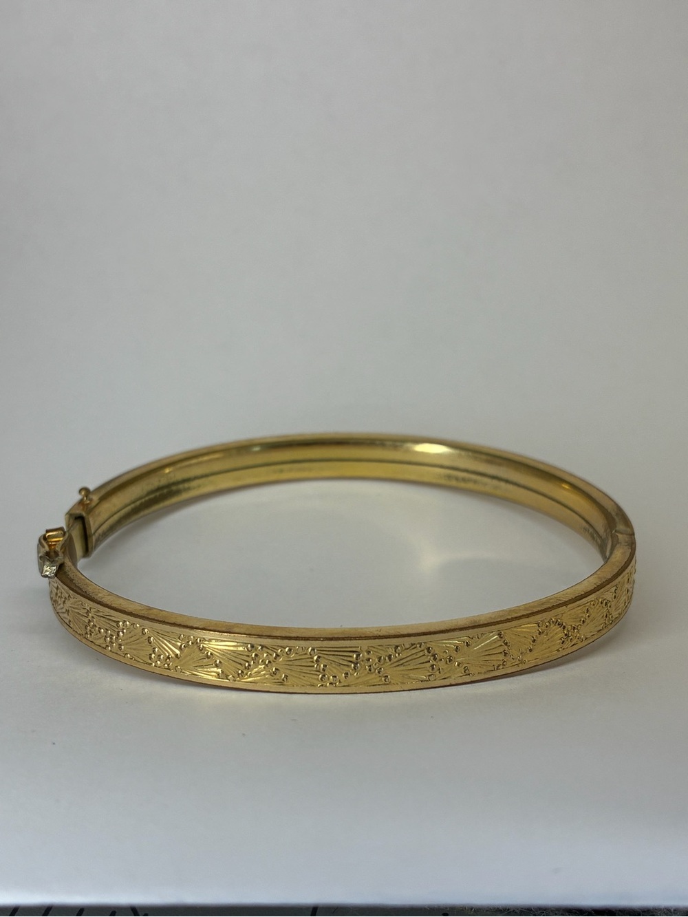 Gold Engraved Bangle Bracelet - Classic Women's Jewelry